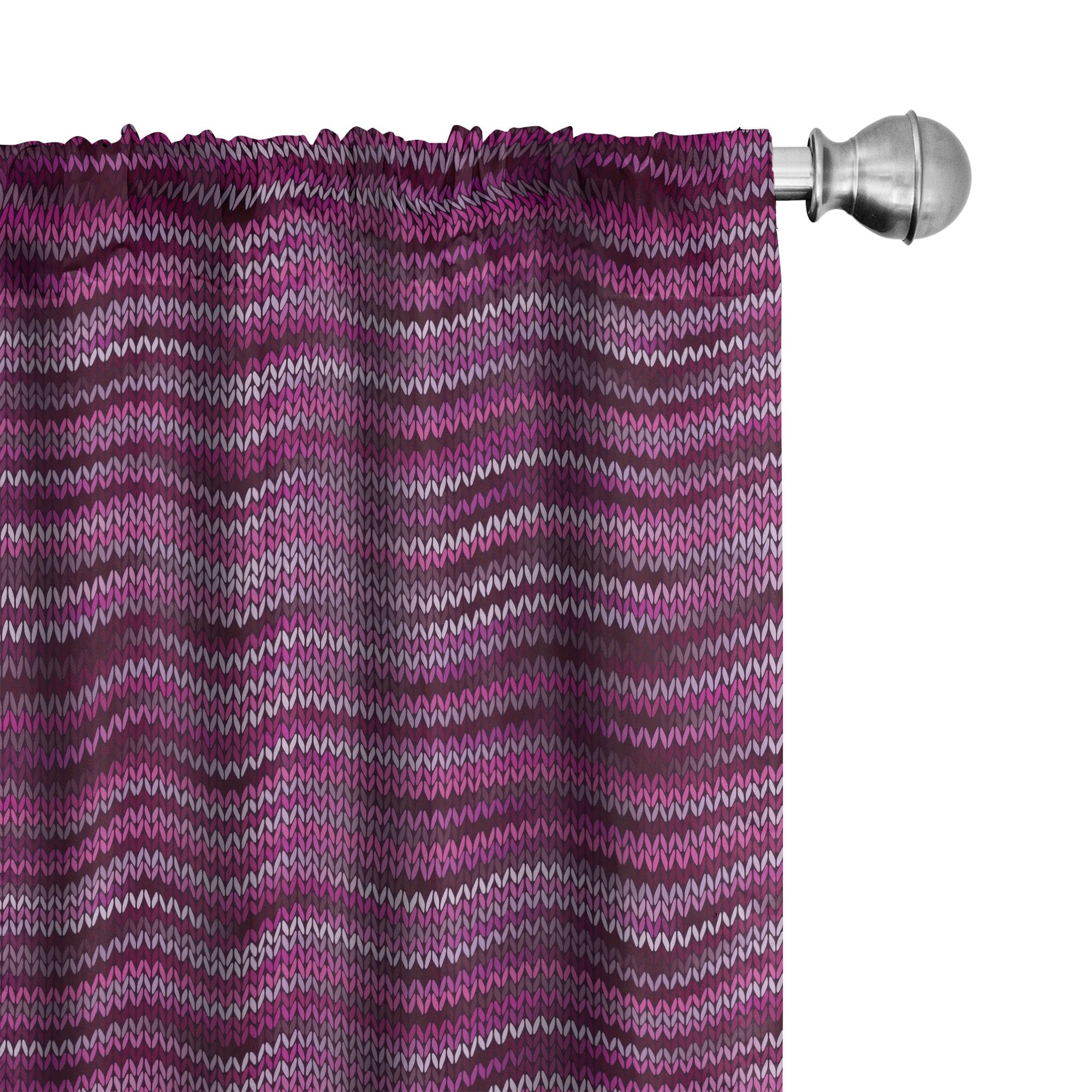Vintage Knit Pattern Pink Tone Window Curtains - Lightweight 2-Panel Set with Rod Pocket, 28