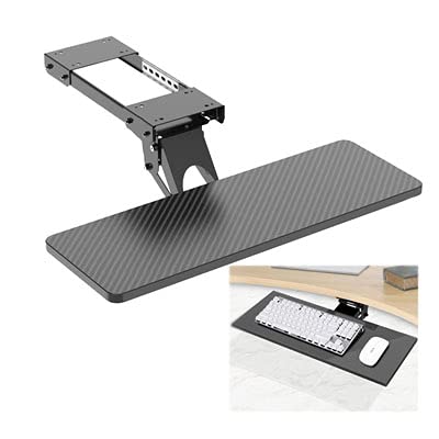 ZDDZ Adjustable Curved Desktop Keyboard Tray - Smooth Sliding Ergonomic Computer Keyboard & Mouse Platform with 360° Rotation - Perfect for Flat or Beamed Table Bottoms (Home Office, Gaming Setup, Workstation Organization)