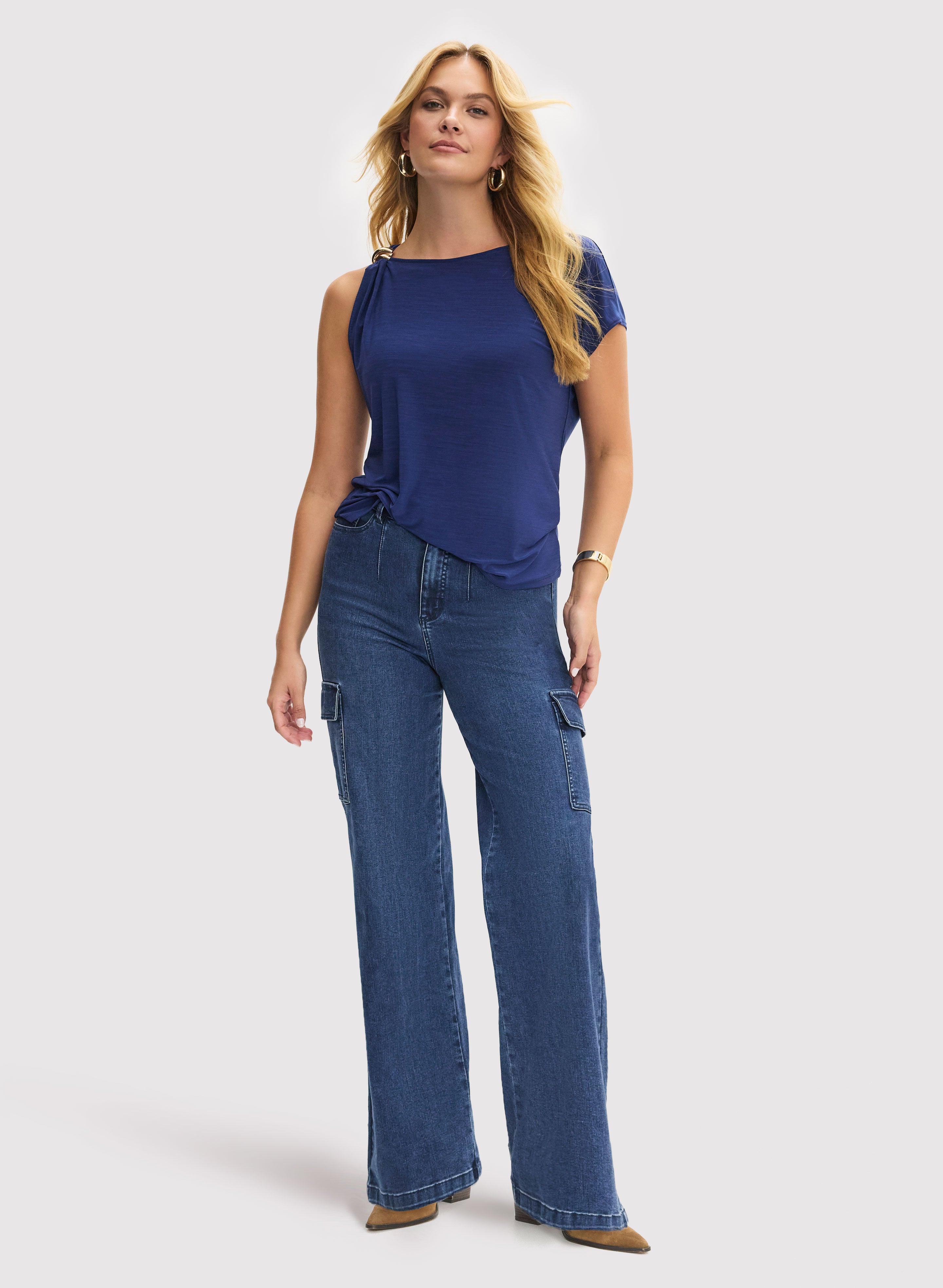 Drop Shoulder T-Shirt & Cargo Pants for Women - Casual Streetwear Outfit Set for Everyday Wear | Trendy Loose Fit Top & Utility Pants for Urban Fashion