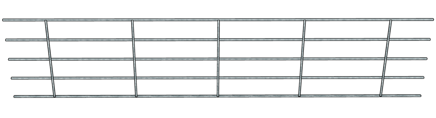 20 Ft Galvanized Steel 5-Rail Continuous Fencing Panel - Heavy Duty Farm Fence for Pasture, Garden & Property Boundary Protection