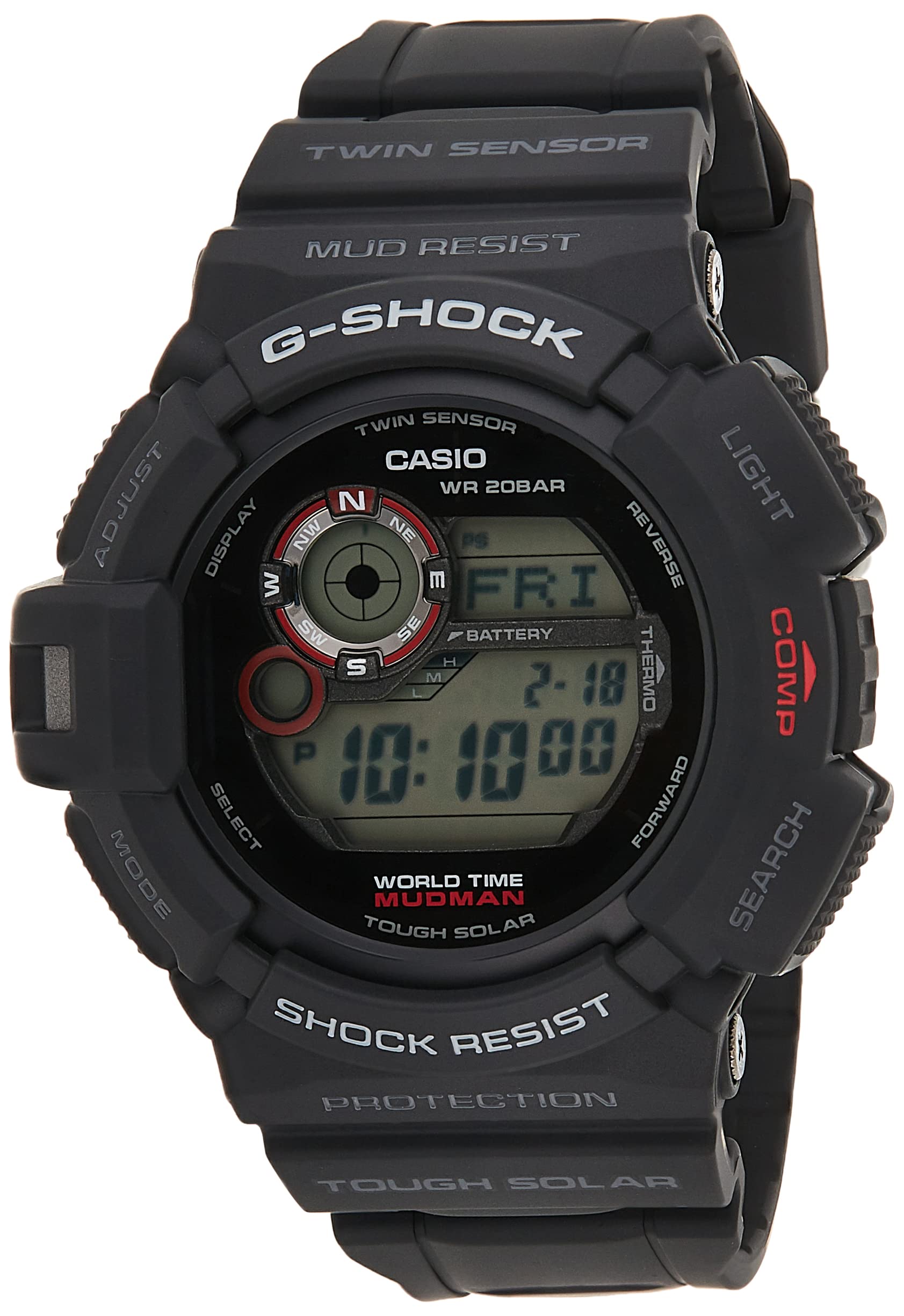 Casio G-Shock Mudman G9300-1 Digital Sports Watch for Men - Shock Resistant, Mud Resistant, 200M Waterproof - Perfect for Outdoor Adventures, Hiking, Military & Tough Work Environments