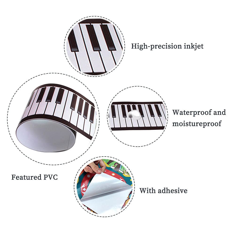 Peel and Stick Wallpaper Border - Removable Self-Adhesive PVC Trim for Bedroom, Kids Room, Living Room, Bathroom & Kitchen - Waterproof 10x200cm Straight Rolled Design - Perfect for Piano Keyboard Walls, Accent Walls & Home Decor