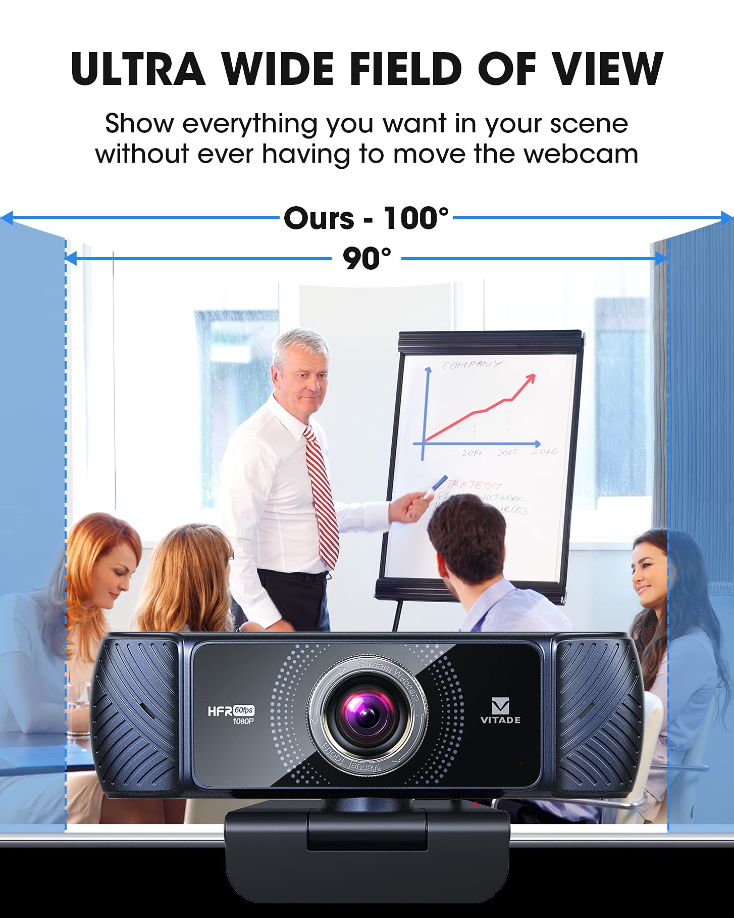 Vitade 682H Pro HD Webcam 1080P 60fps with Built-in Microphone - USB Computer Camera for Streaming, Gaming, Video Conferencing (Mac/Windows/PC/Laptop/Xbox) - Perfect for Skype, OBS, Twitch, YouTube & Xsplit Live Streaming