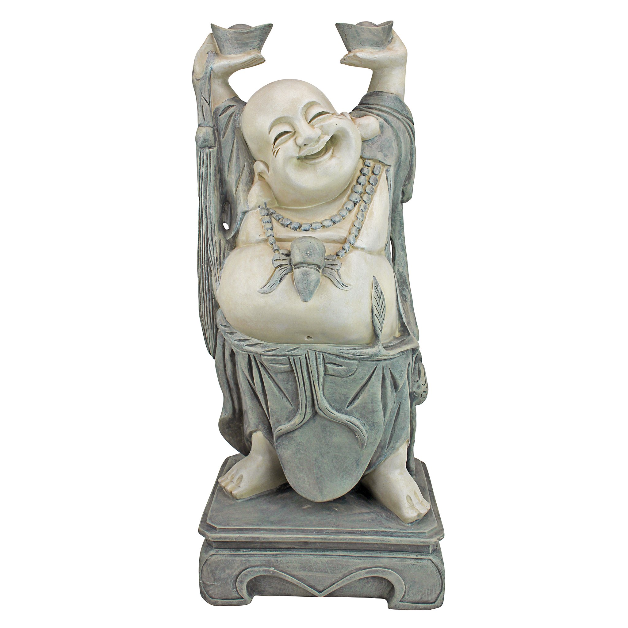 Design Toscano Jolly Hotei Laughing Buddha Statue - 26 Inch Asian Decor for Indoor & Outdoor Garden - Cast Stone Resin with Two-Tone Finish - Perfect for Zen Gardens, Patio Decor, and Home Meditation Spaces