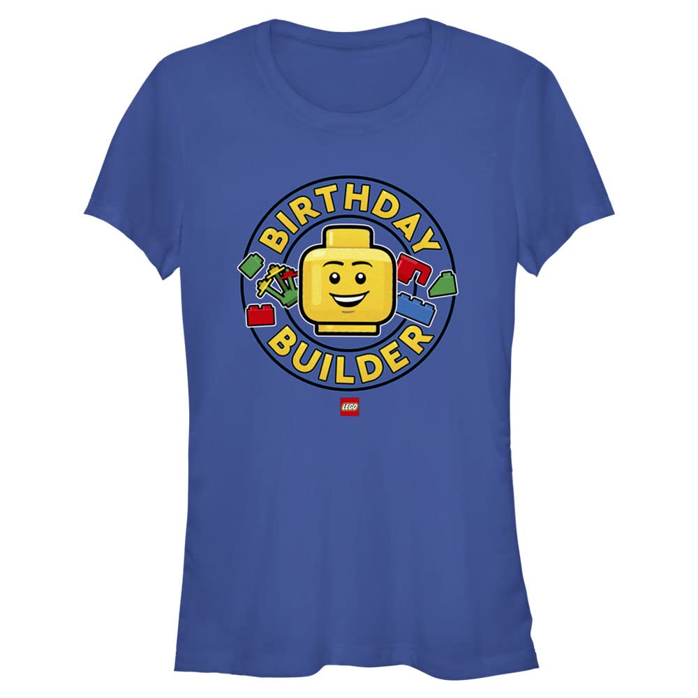 Fifth Sun Women's Lego Iconic Birthday Builder Junior's Short Sleeve T-Shirt - Fun Graphic Tee for Lego Fans, Birthday Gifts & Casual Wear