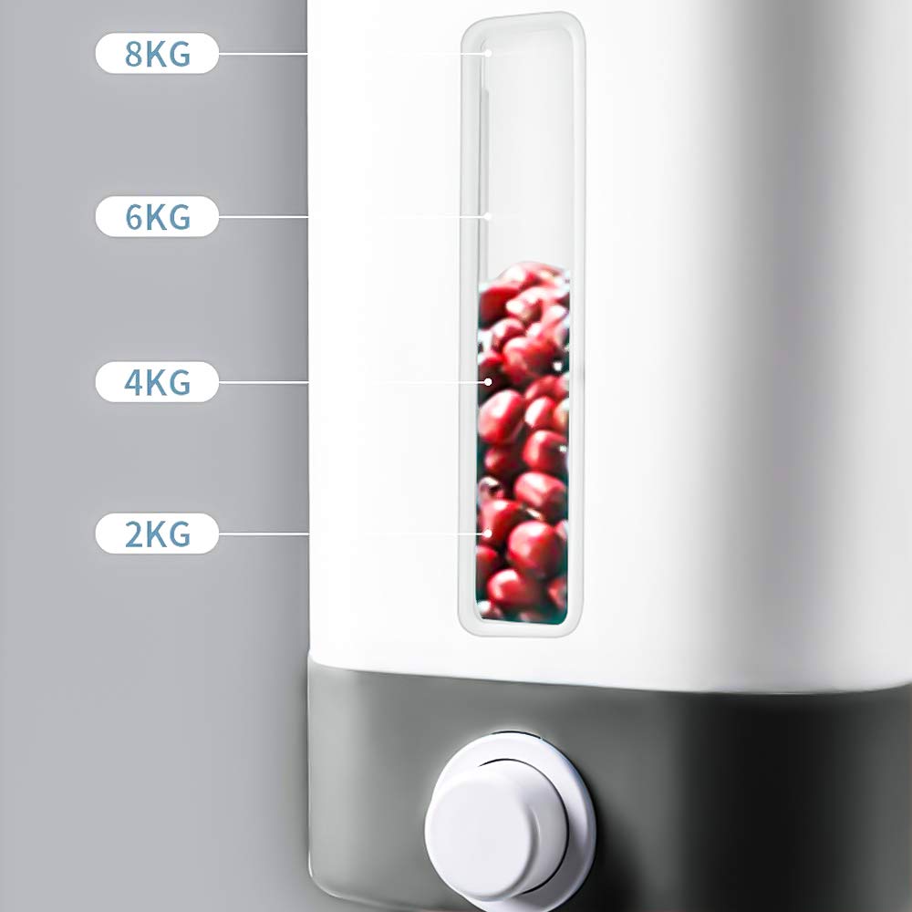 Premium Rice Dispenser & Grain Storage Container - 10L Large Airtight Dry Food Dispenser for Rice, Pasta, Cereal - Kitchen & Pantry Organization Solution (Gray) - Perfect for Meal Prep & Bulk Food Storage