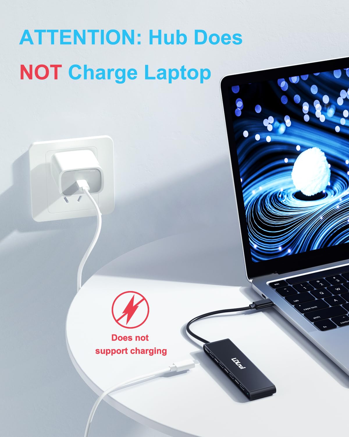 4-Port USB C Hub with 10Gbps Data Transfer - USB C Splitter Adapter for MacBook Pro/Air, iPhone 15 Pro/Max, iPad, Dell XPS, Samsung - Perfect for Home Office, Travel & Multi-Device Charging