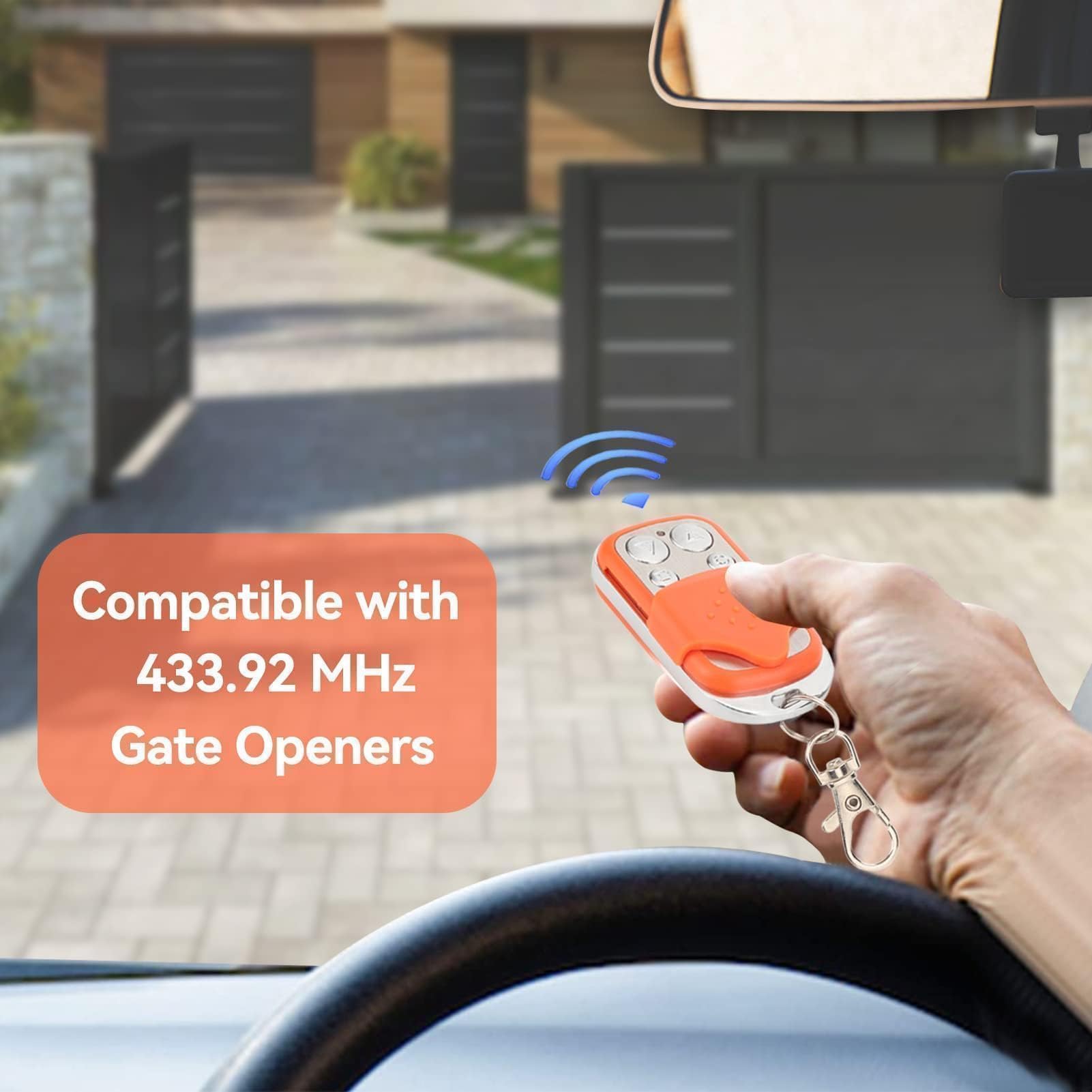 **Automatic Gate Opener Remote Control - HCS301 Key Fob for Electric Sliding & Rolling Driveway Gates, Chicken Coop Doors - 2 Pack (Orange) - Easy Installation & Secure Access for Homes, Farms & Commercial Properties**