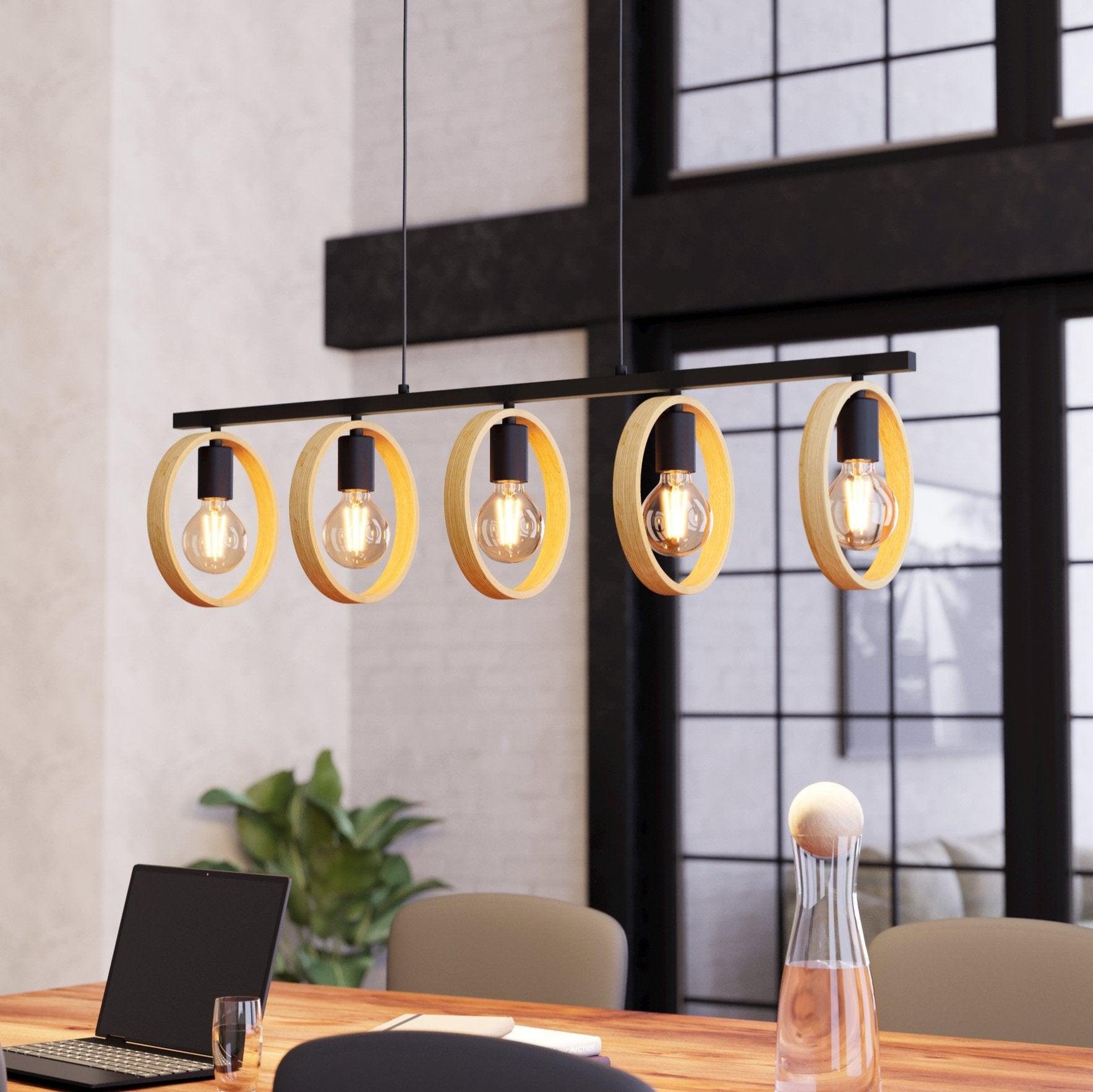 Eglo Ipsden 5-Light Black Modern Ceiling Pendant Light Fixture - Perfect for Dining Room, Kitchen Island, or Living Room Lighting