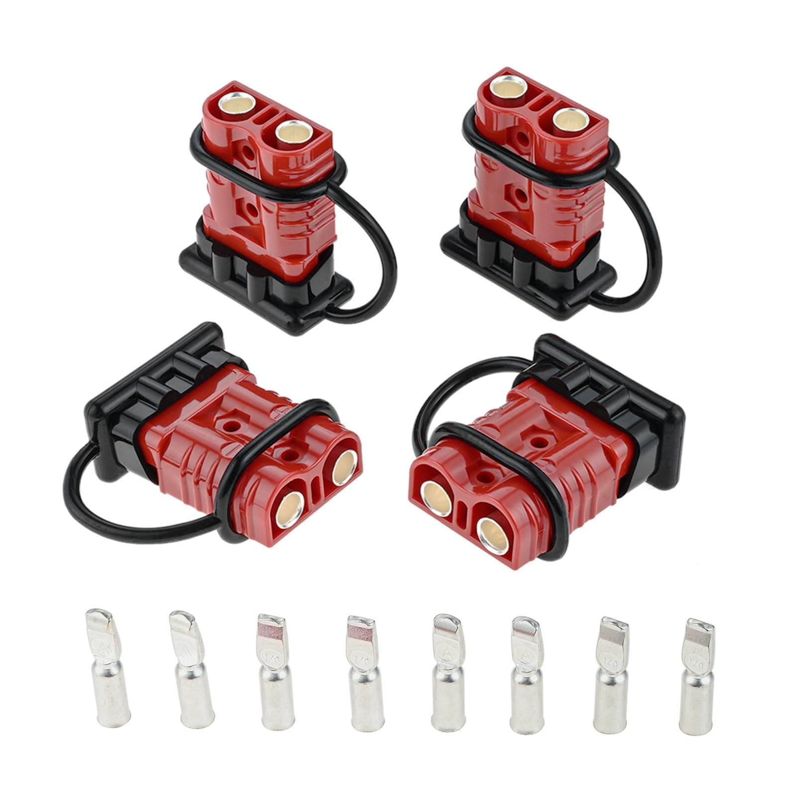 Mtsooning 6-10 Gauge 50A Battery Quick Connector Disconnect 12-36V Wire Harness Plug - 4 Pack Red for Auto, Car, Trailer, Winch & Electrical Devices | Ideal for Off-Road Vehicles, Recovery Winches & Trailer Wiring Systems