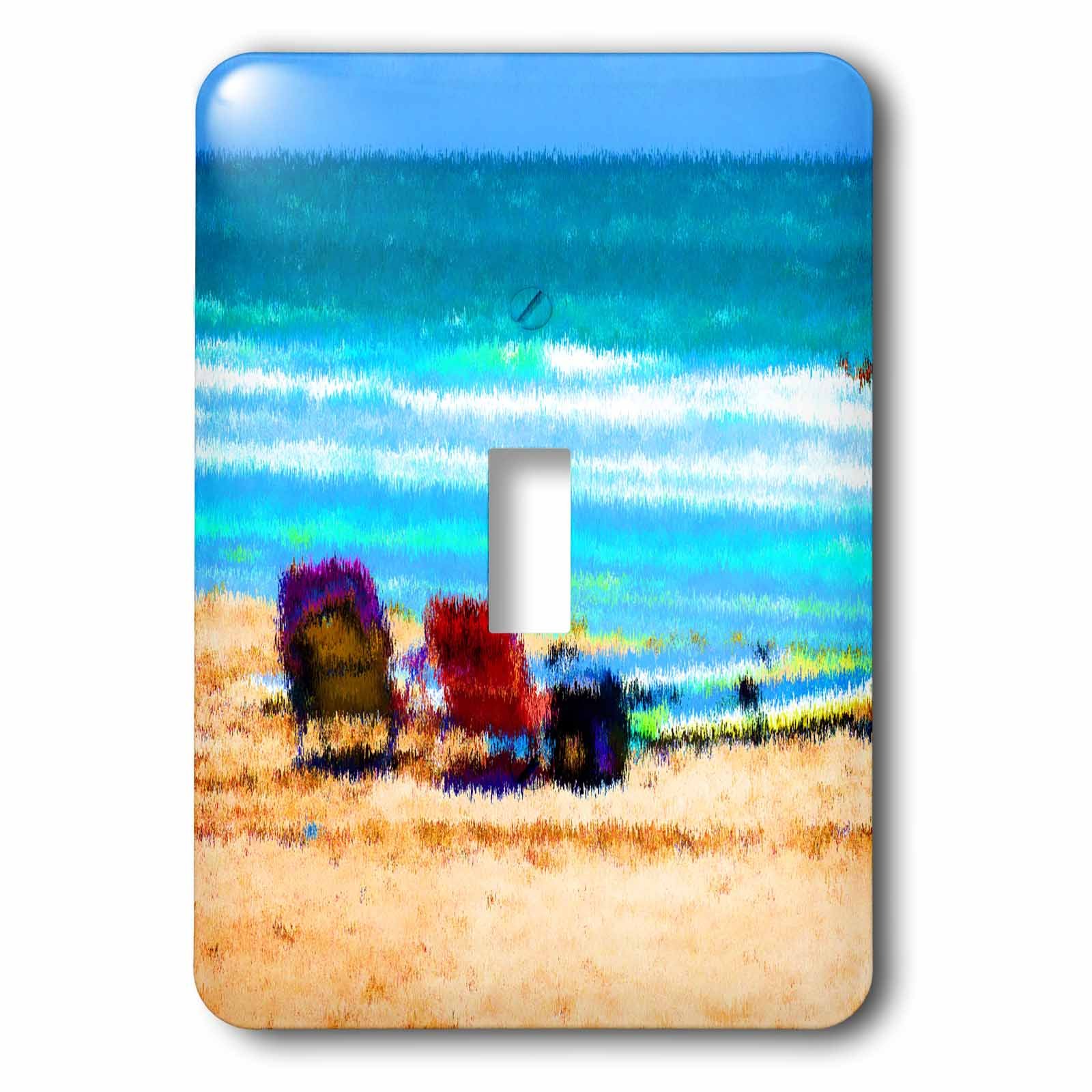 3dRose Beach Scene Toggle Switch - Painterly Chairs, Surfboards, Umbrellas & Ocean Design - Perfect for Home Decor, Bedroom, Office & DIY Projects