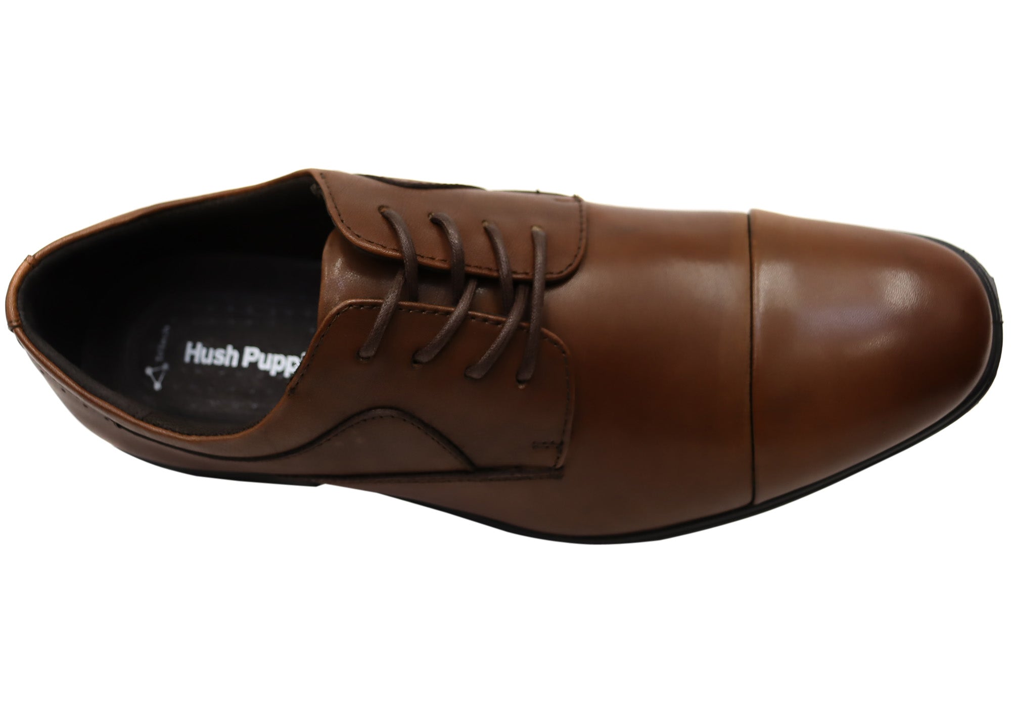Hush Puppies Cain Men's Wide Fit Comfort Leather Lace Up Dress Shoes - Formal Office & Wedding Shoes for Wide Feet