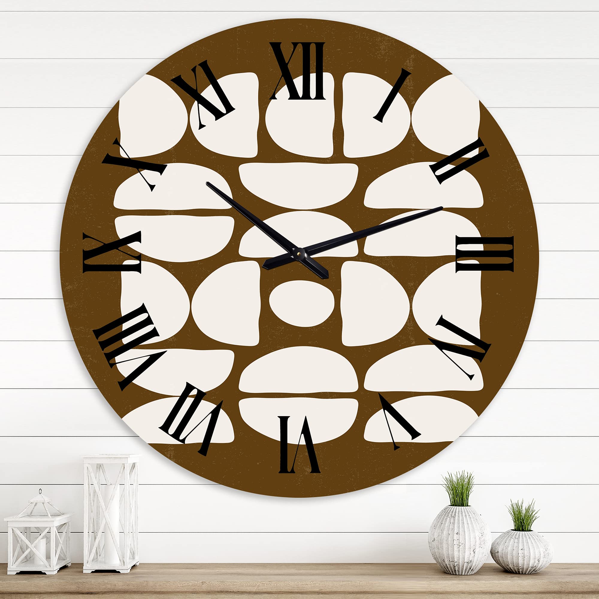 Modern Abstract Half Moon Wall Clock - Large Minimalist Fractal Design for Living Room & Home Decor | Perfect for Contemporary Spaces, Offices & Bedrooms