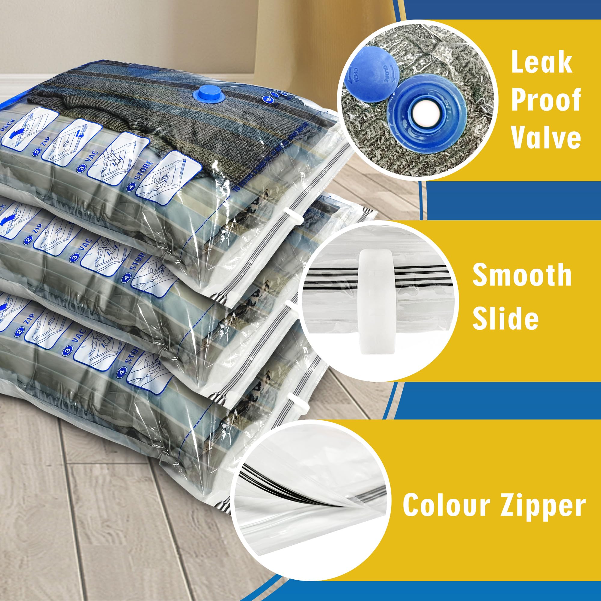 Jumbo Vacuum Storage Bags - 8 Pack Space Saver Bags for Clothes, Comforters, Blankets | Extra Large Vacuum Seal Bags for Seasonal Storage, Travel & Home Organization