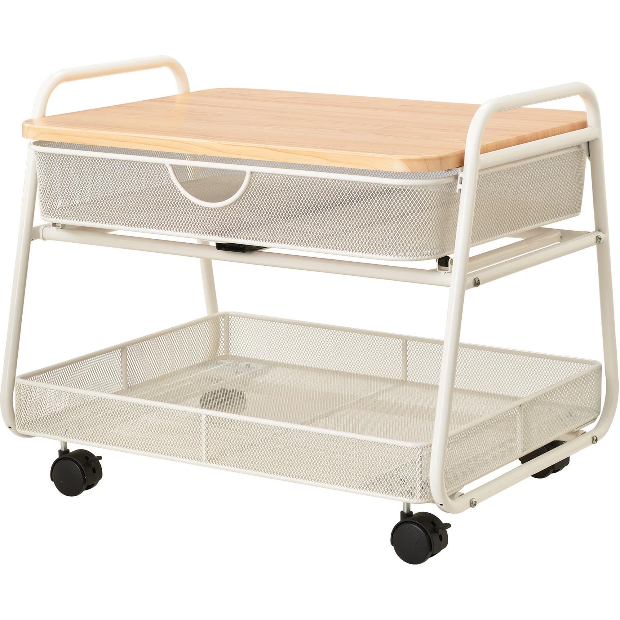 Safco Onyx Under-Desk Utility Cart & Printer Stand - Mobile Rolling Cart with 2 Mesh Baskets for Home Office, White | Perfect for Printer Storage, Office Organization & Small Space Solutions