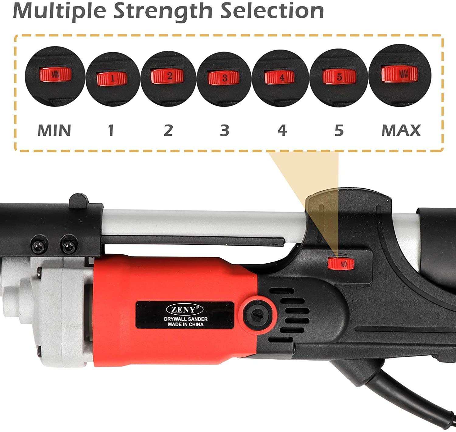 HomGarden 800W Electric Drywall Sander with Vacuum - Adjustable Speed, Foldable Design & 6 Sanding Pads - Perfect for Drywall Repair, Home Renovation and DIY Projects