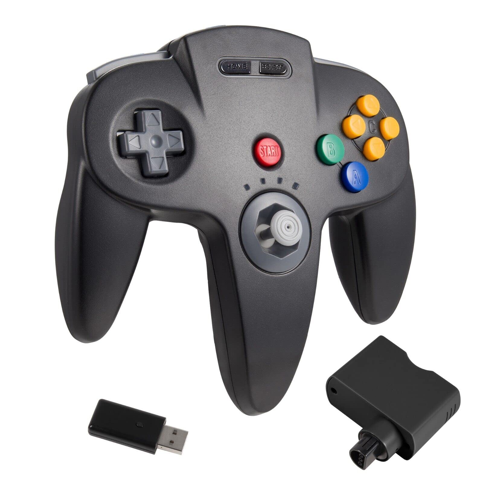 KIWITATA Wireless N64 Controller for Nintendo Switch - 2.4GHz Gamepad Compatible with N64 Console, Switch/Switch Lite/Switch OLED, PC & Mac (Windows 7/8/10/11) - Black - Perfect for Retro Gaming & Multiplayer Sessions