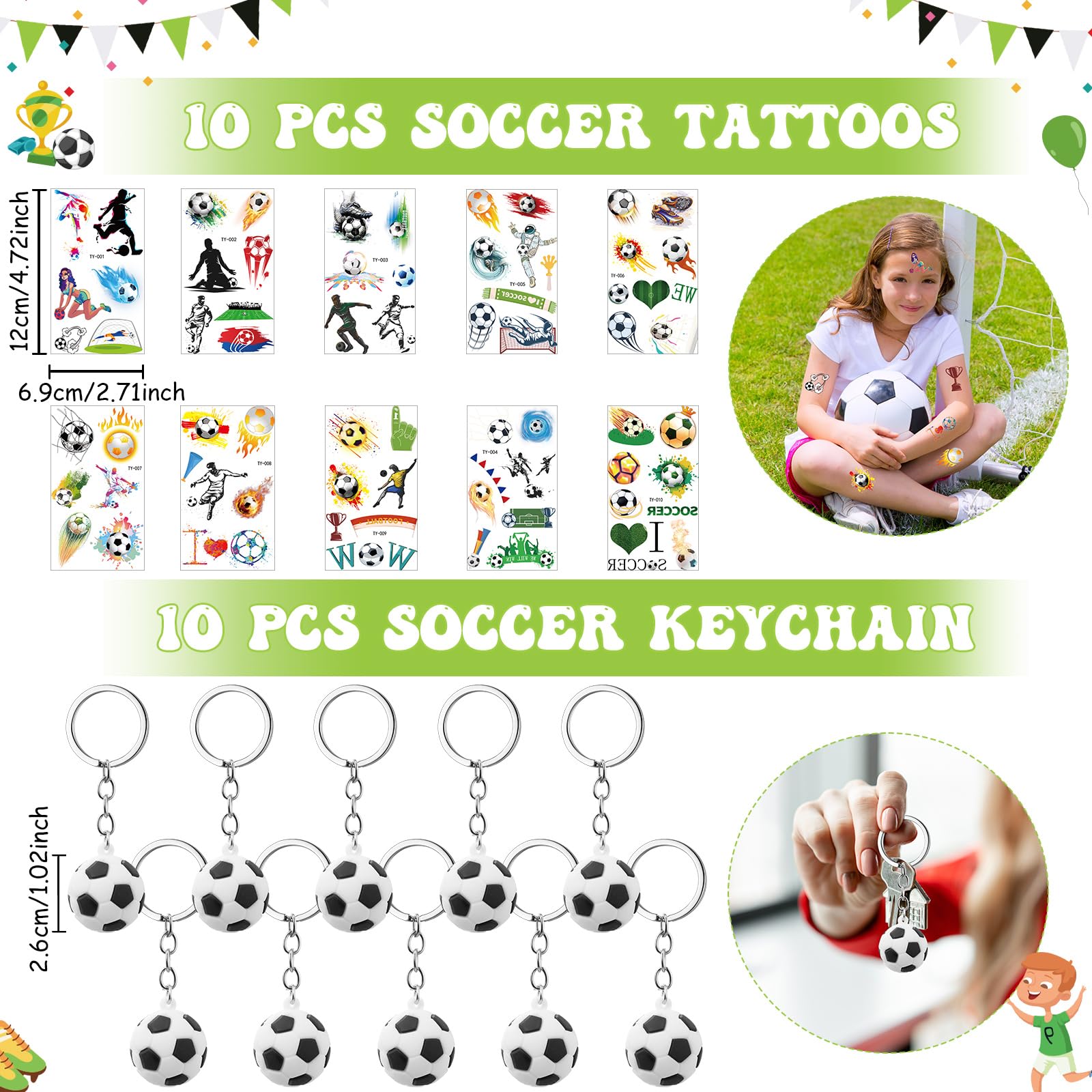 50 Pcs Soccer Team Gift Set - Drawstring Bags, Bracelets, Keychains, Stickers & Cards - Perfect for Soccer Lovers, Team Parties & Fan Appreciation Events - Great as Party Favors, Team Gifts or Tournament Prizes