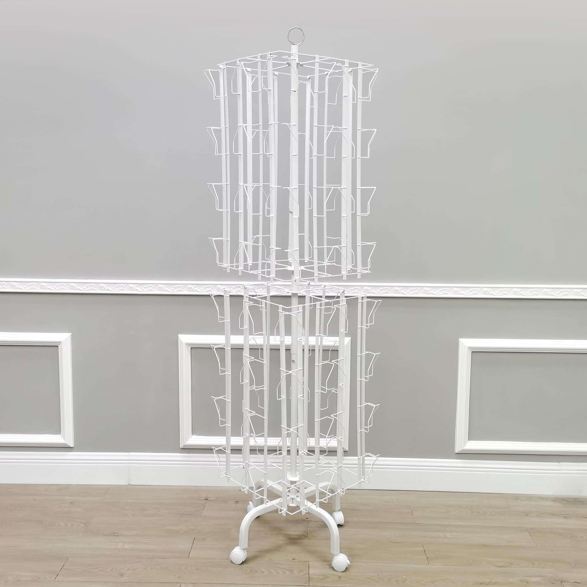 64-Pocket Adjustable Spinning Display Rack for Greeting Cards - 5x7, 7x5 Sizes up to 9.3