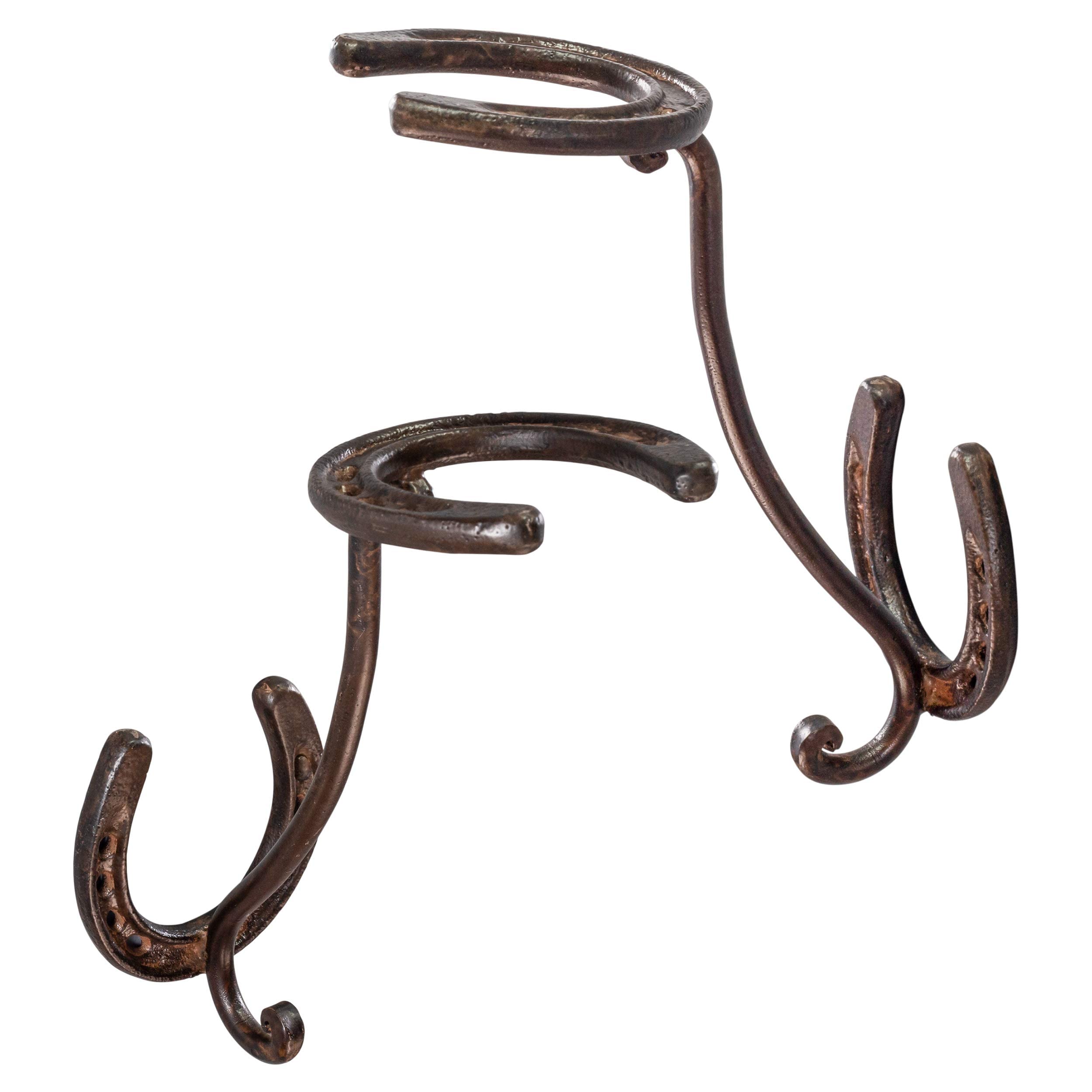 2-Pack Cowboy Hat Wall Hooks - Heavy Duty Iron Hat Rack & Organizer for Hats, Coats, Keys - Rustic Western Horseshoe Wall Mount Storage - Perfect for Entryway, Mudroom, or Western-Themed Home Decor