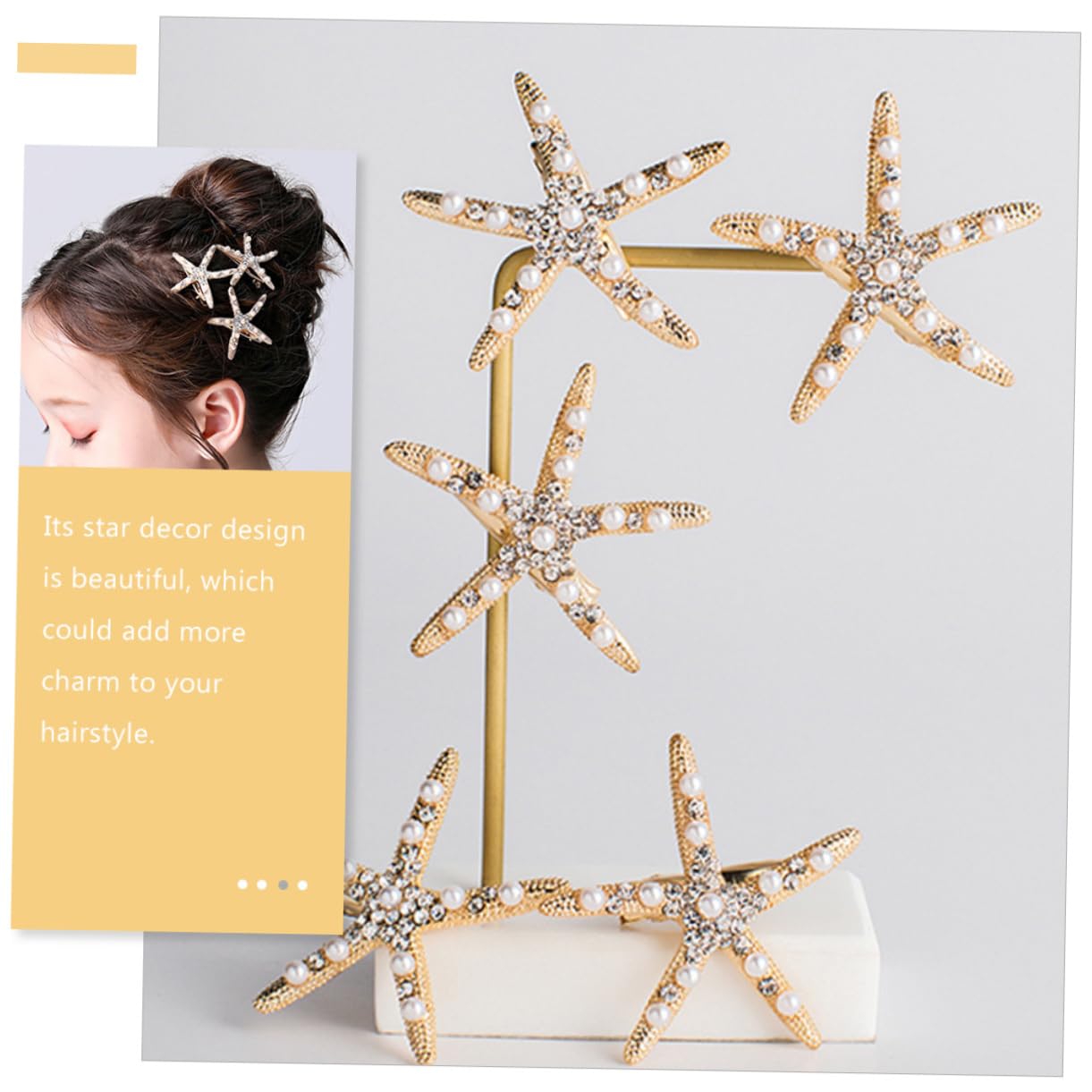 Elegant Gold Star Hair Barrettes for Bride - Mermaid Style Hair Pins