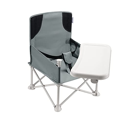 VEEYOO Portable Baby Booster Seat with Tray - Foldable Travel High Chair for Dining Table, Camping, Park & Beach - Lightweight Pop Up Chair for Toddlers (Perfect for Travel, Restaurants & Outdoor Activities)