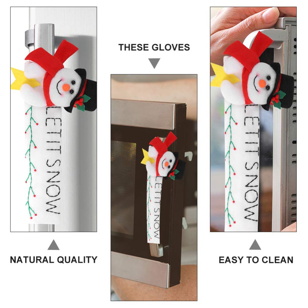Beaupretty 4-Piece Refrigerator Handle Covers - Soft Fabric Glove-Style Protectors for Fridge & Microwave - White Christmas Kitchen Accessories (Perfect for Holiday Decor & Everyday Use)