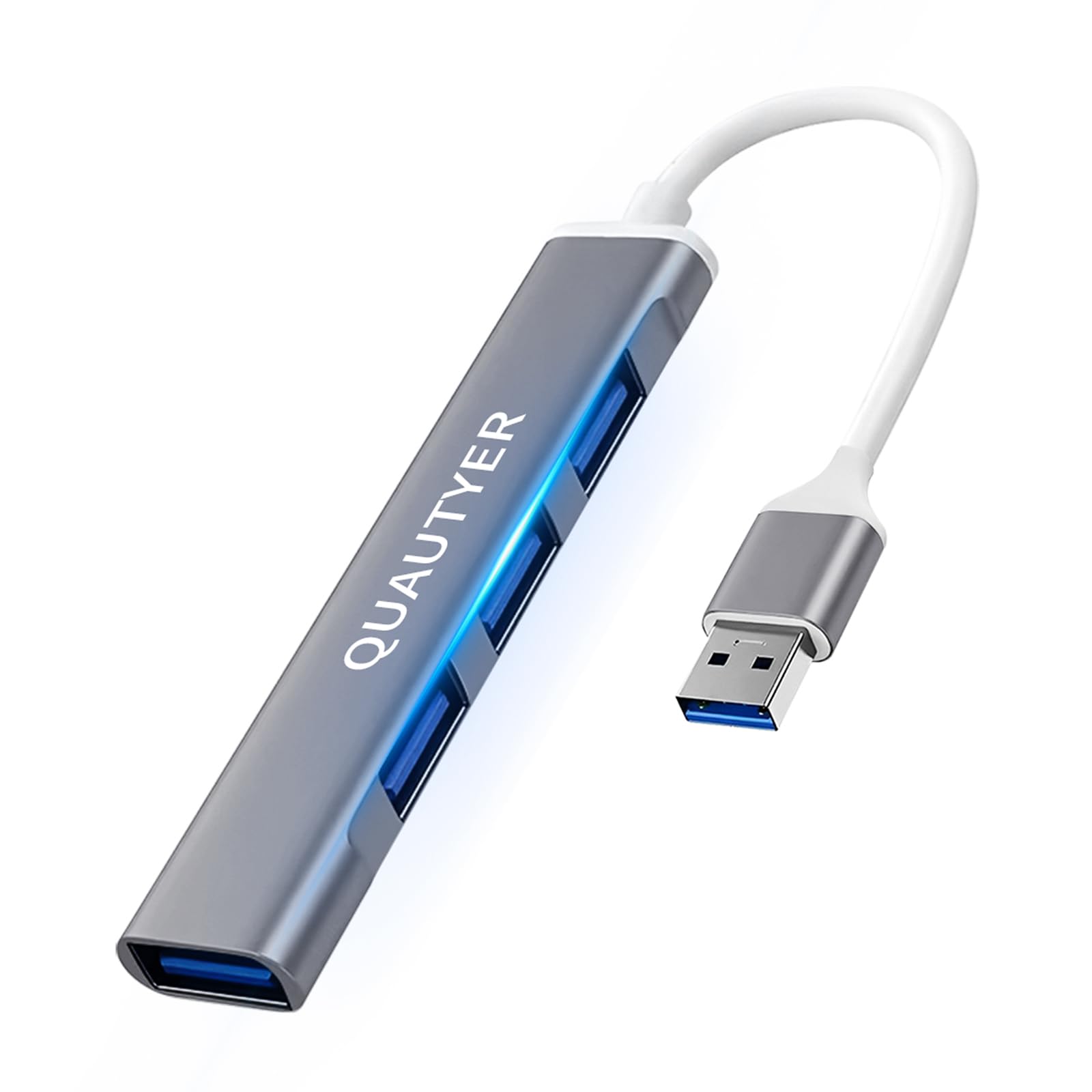 4-Port USB 3.0 Hub for Laptop - High Speed Data Transfer Multiport Adapter with 1 Input 4 Outputs - Compatible with MacBook, iPad Pro, Dell, HP Laptops & Smartphones - Perfect for Home Office, Gaming & Travel Accessories