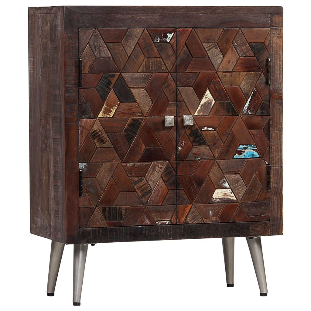Vintage Wood Sideboard Cabinet with 2 Doors & Metal Legs - Modern Farmhouse Storage Cabinet for Living Room, Dining Room, or Entryway - Multi-Purpose Accent Furniture (23.6