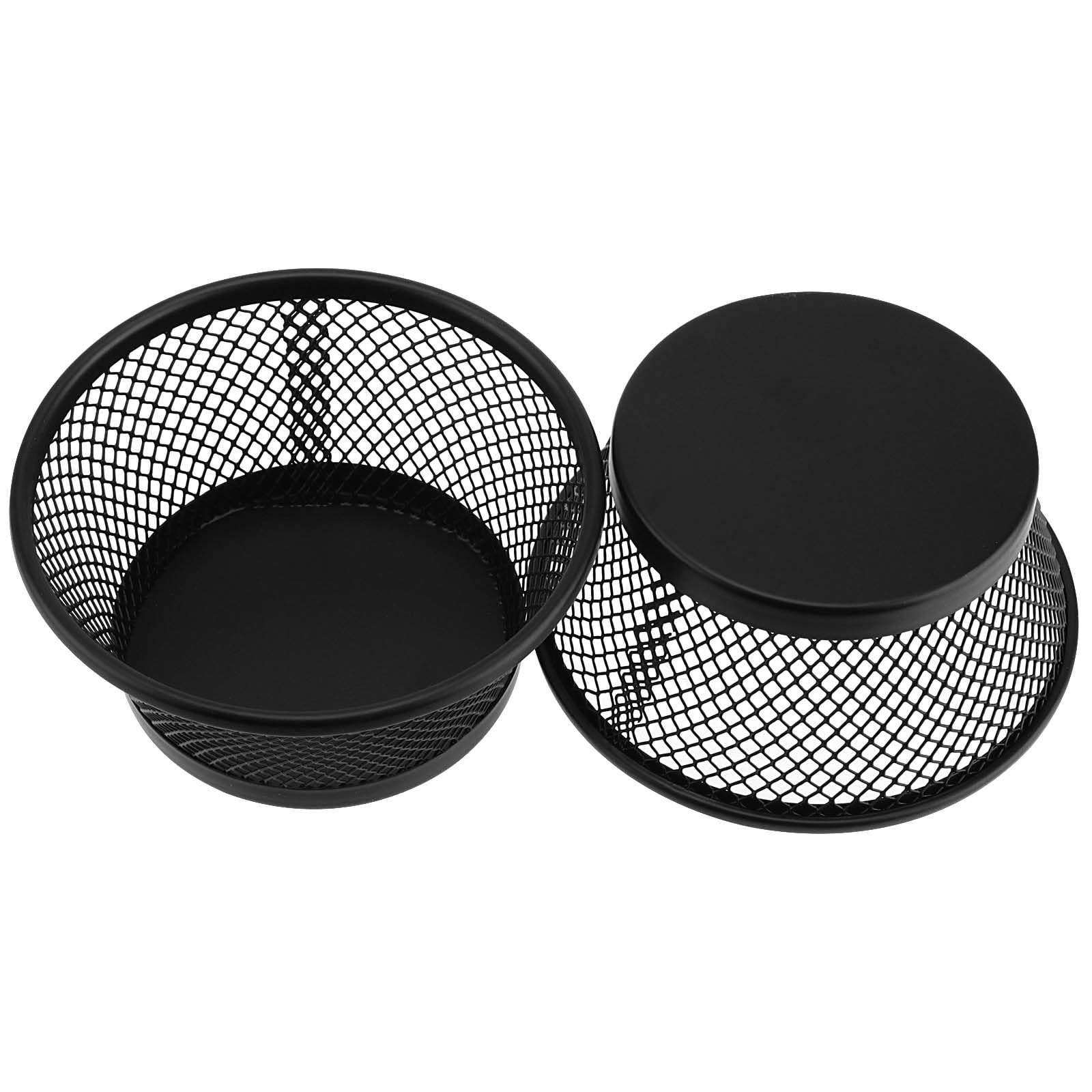 PINGEUI 20 Pack Black Metal Paper Clip Holder - Round Mesh Desk Organizer for Binder Clips & Paperclips - Bulk Office Supplies for Home, Office & School Organization