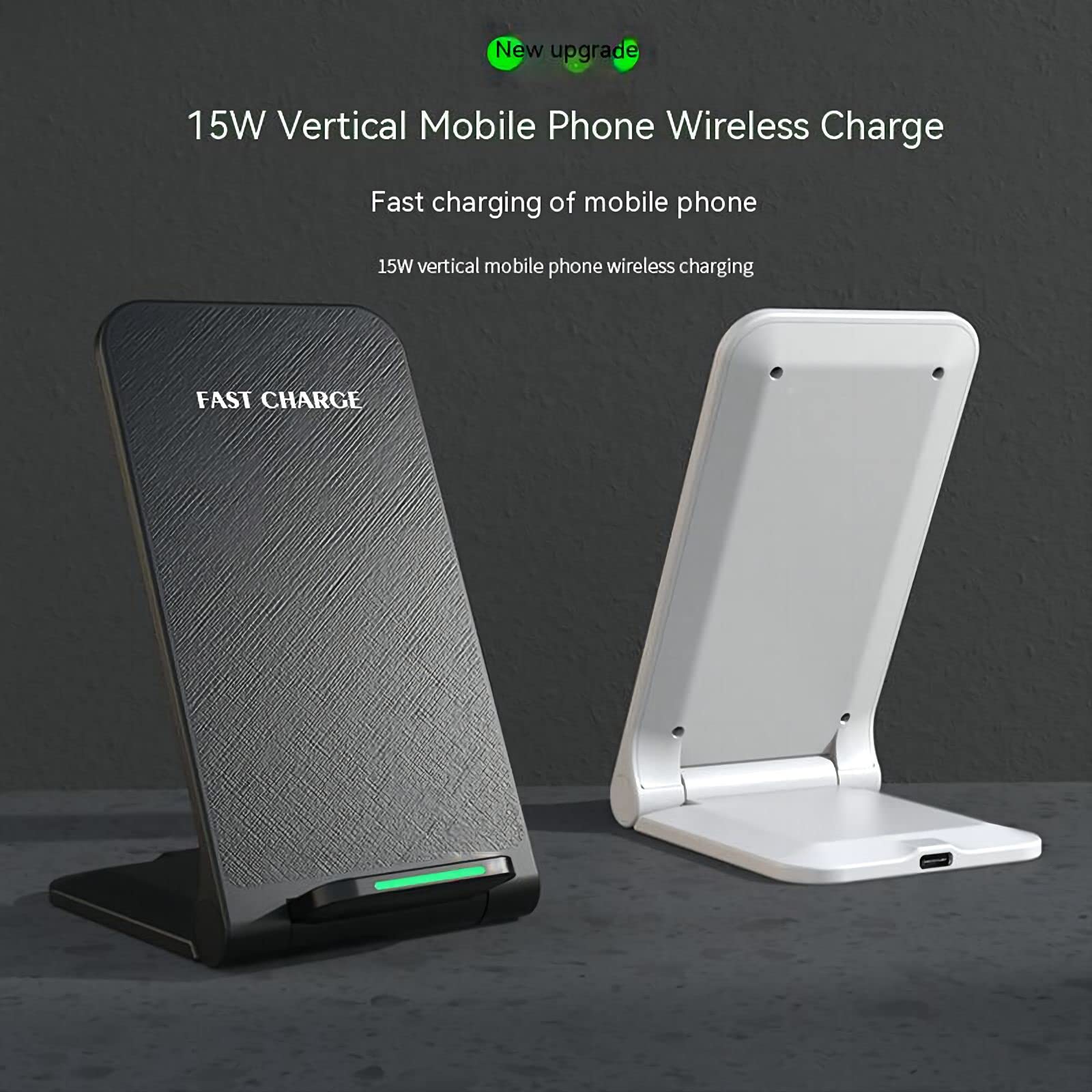 15W Fast Wireless Charging Station with Sleep-Friendly Adaptive Light - Compatible with Samsung Galaxy, Google Pixel, LG & More Qi-Enabled Devices (Black) | Perfect for Bedside, Office & Travel Charging