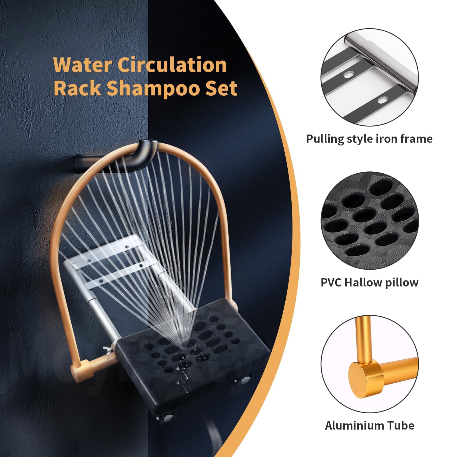 Professional Water Circulation Rack with Pillow Kit - Shampoo Bowl Faucet & Head Spa Equipment for Hair Salons | Salon Shower Accessories & Scalp Massage Tools | Perfect for Hair Washing, Scalp Care & Relaxation Treatments in Beauty Salons & Spas