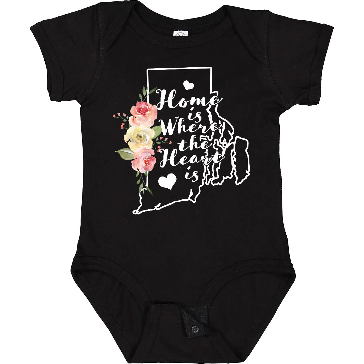 Inktastic Rhode Island Home Is Where the Heart Is Watercolor Baby Bodysuit - Soft Cotton Onesie for Newborns & Infants, Perfect for Family Photos, Holidays & Gifts