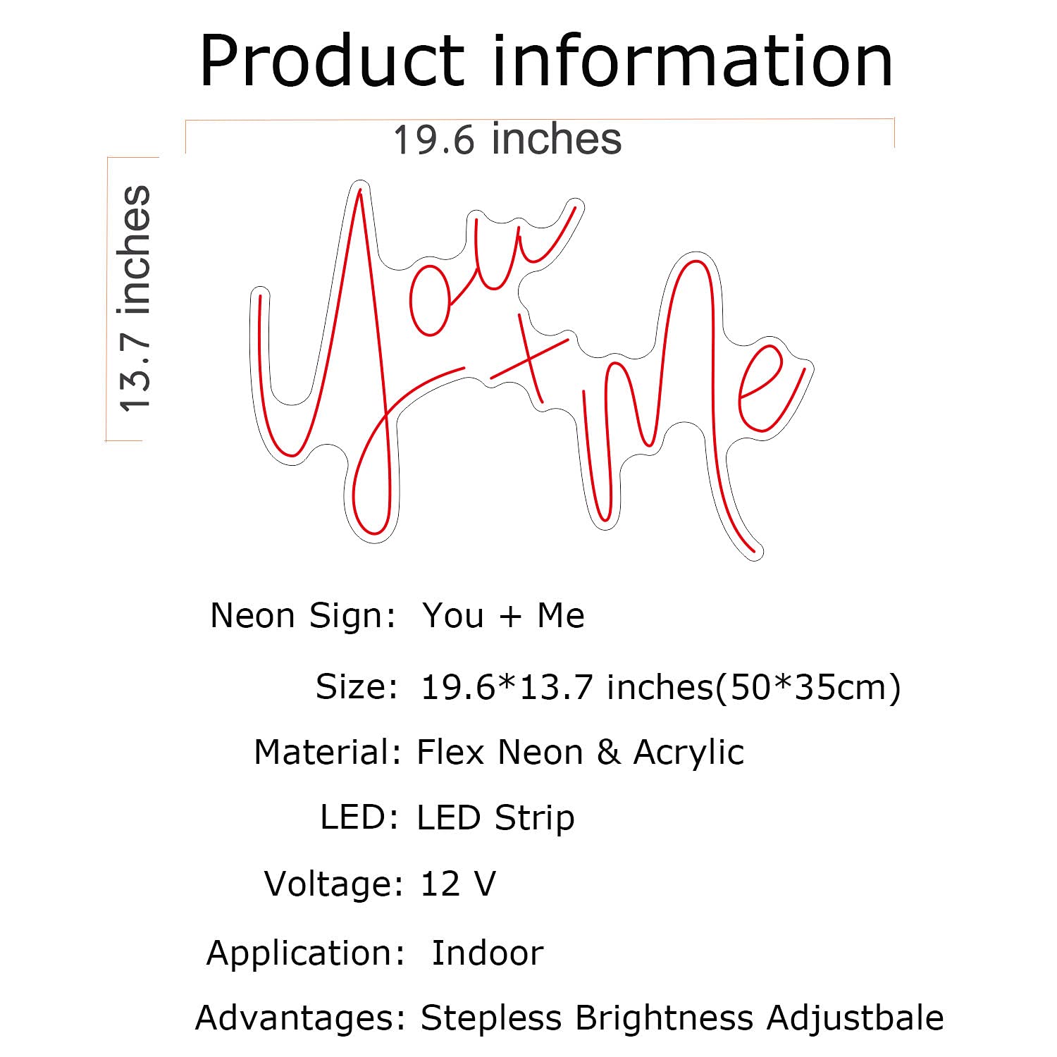 You & Me Neon Sign Light - Custom Wall Art Decor for Weddings, Anniversaries & Parties - Perfect Wedding Gift & Romantic Home Decor - Ideal for Bedroom, Living Room & Event Venues