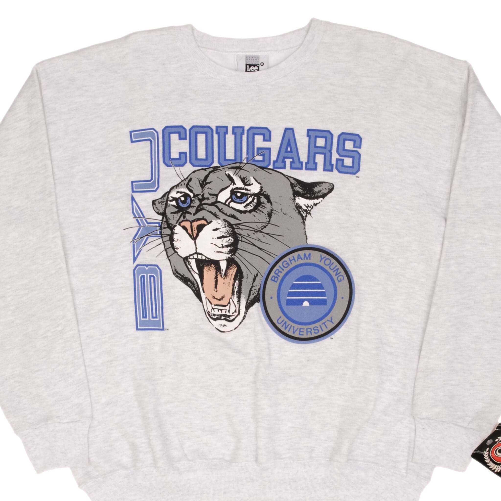 Vintage BYU Brigham Young University Cougars 1990s Sweatshirt XL - Made in USA Deadstock - Perfect for College Fans & Retro Fashion Enthusiasts