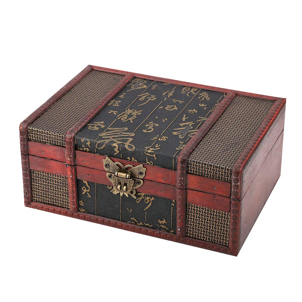 Elegant Chinese Style Wooden Jewelry Display Box with Lock - Blue Jewelry Organizer for Necklaces, Rings & Earrings - Perfect for Birthday Gifts & Home Decoration