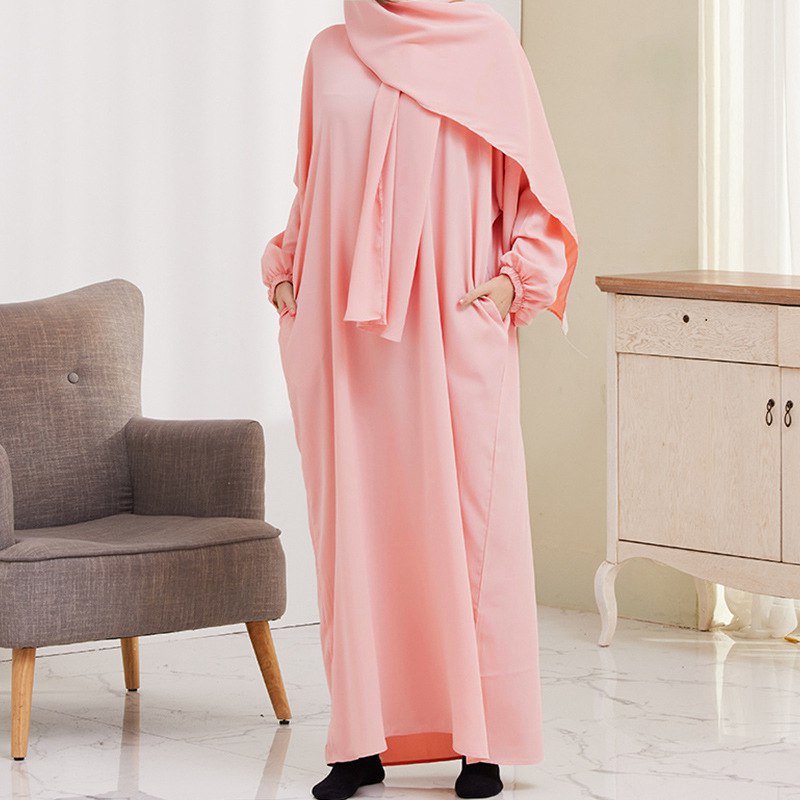 14 Color Options Wrinkle-Resistant Abaya Dress with Pockets for Muslim Women - Perfect for Prayer, Daily Wear & Special Occasions