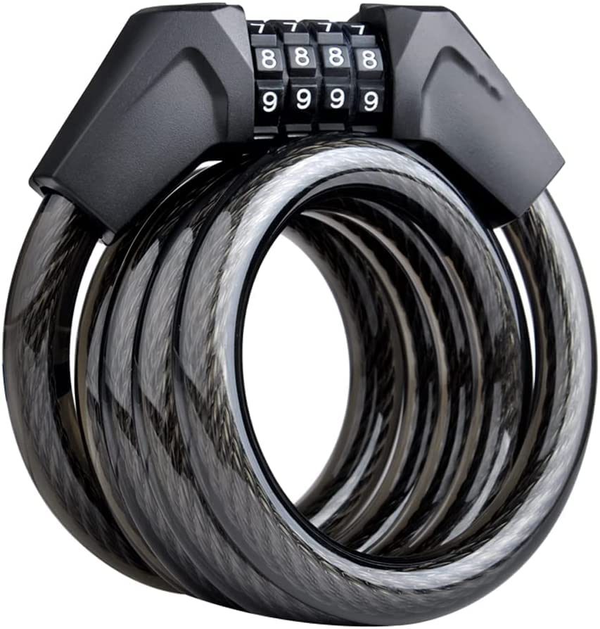 UPPVTE 4-Digit Combination Bike Lock - 14mm Heavy Duty Steel Cable Lock for Bicycle, Mountain Bike & E-Bike - Secure Anti-Theft Wire Lock for Outdoor Cycling, Commuting & Parking