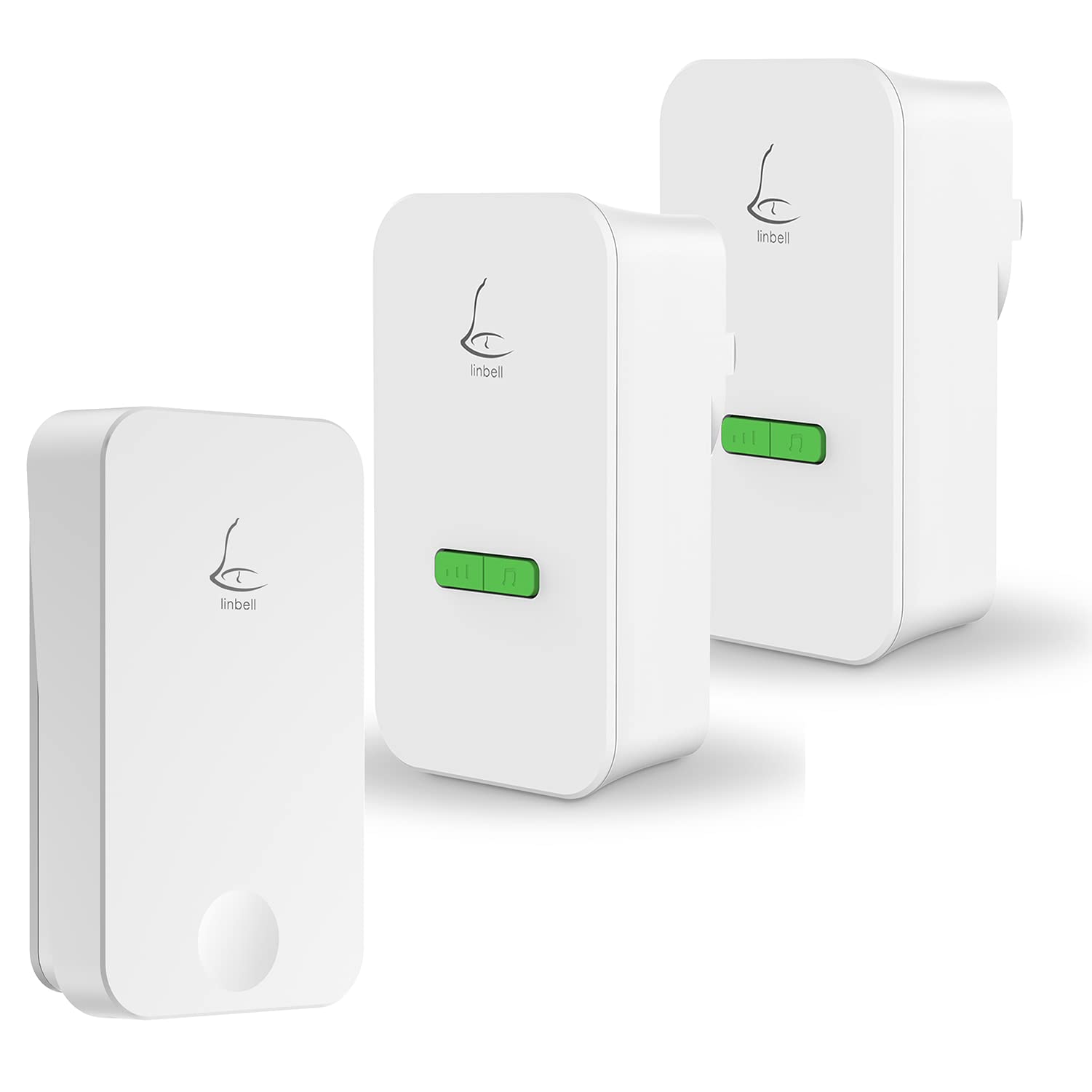 Wireless Doorbell with Self-Powered Button & 2 Plug-in Receivers - Loud Battery-Free Chime for Home, Apartment, Office & Classroom (White) - Perfect for Front Door, Backyard Gate & Business Entry Alerts
