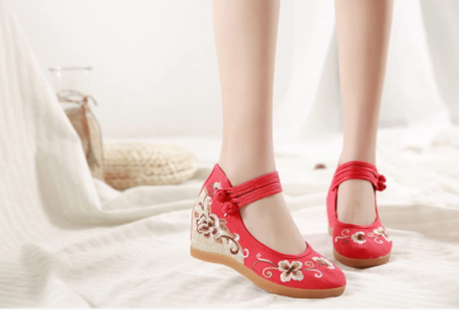 Handmade Embroidered Cloth Loafers - Comfortable Round Toe Chinese Canvas Shoes for Women | Mary Jane Style Slip-Ons | Perfect for Casual Wear, Home Comfort & Cultural Events