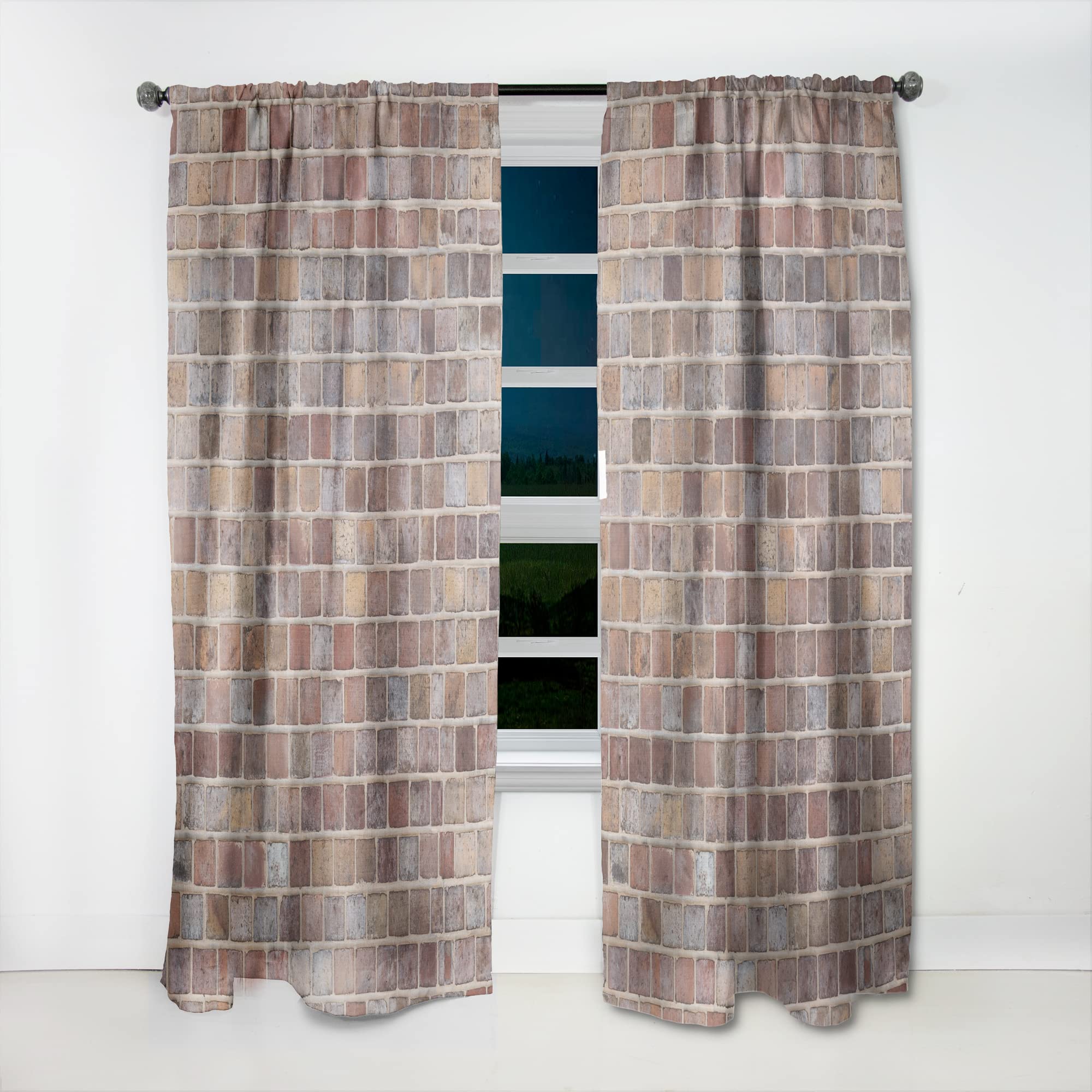 DesignQ Thermal Insulated Curtains - Red Brick Wall Texture Single Panel (52x120 inches) for Bedroom & Living Room | Noise Reducing, Blackout Drapes for Home Decor & Privacy