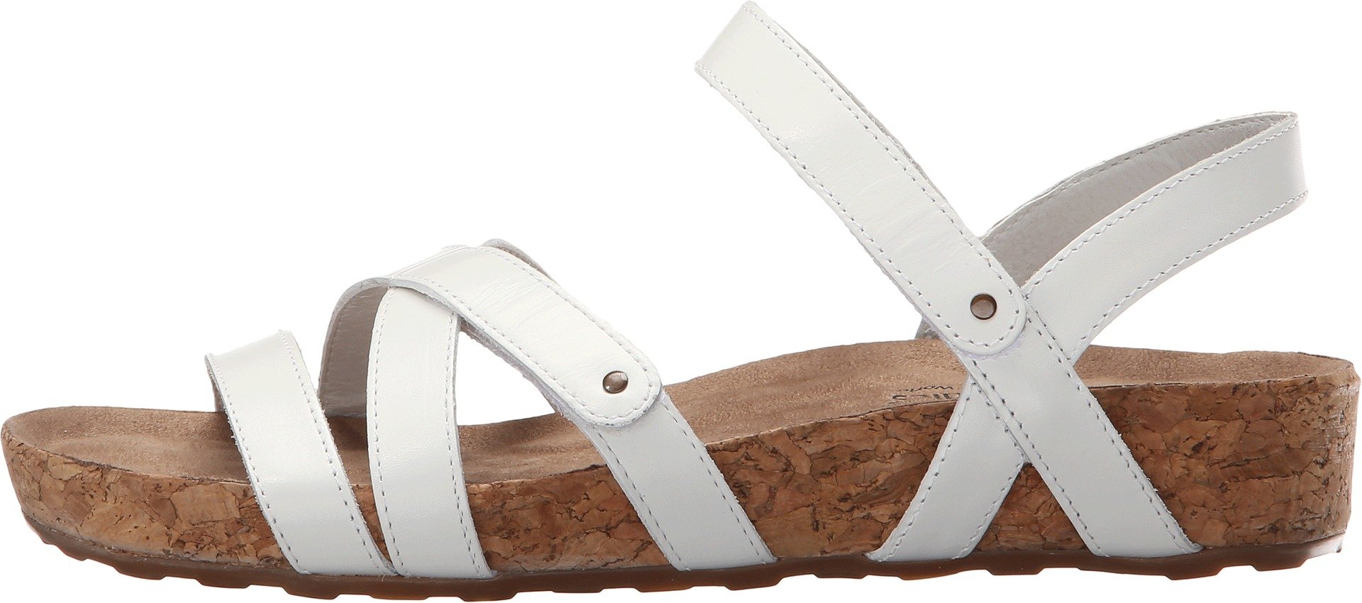 Walking Cradles Women's White Cashmere Cork Wrap Sandals Size 10 Wide (EE) - Comfortable Summer Pool Slides for Beach, Spa & Relaxation