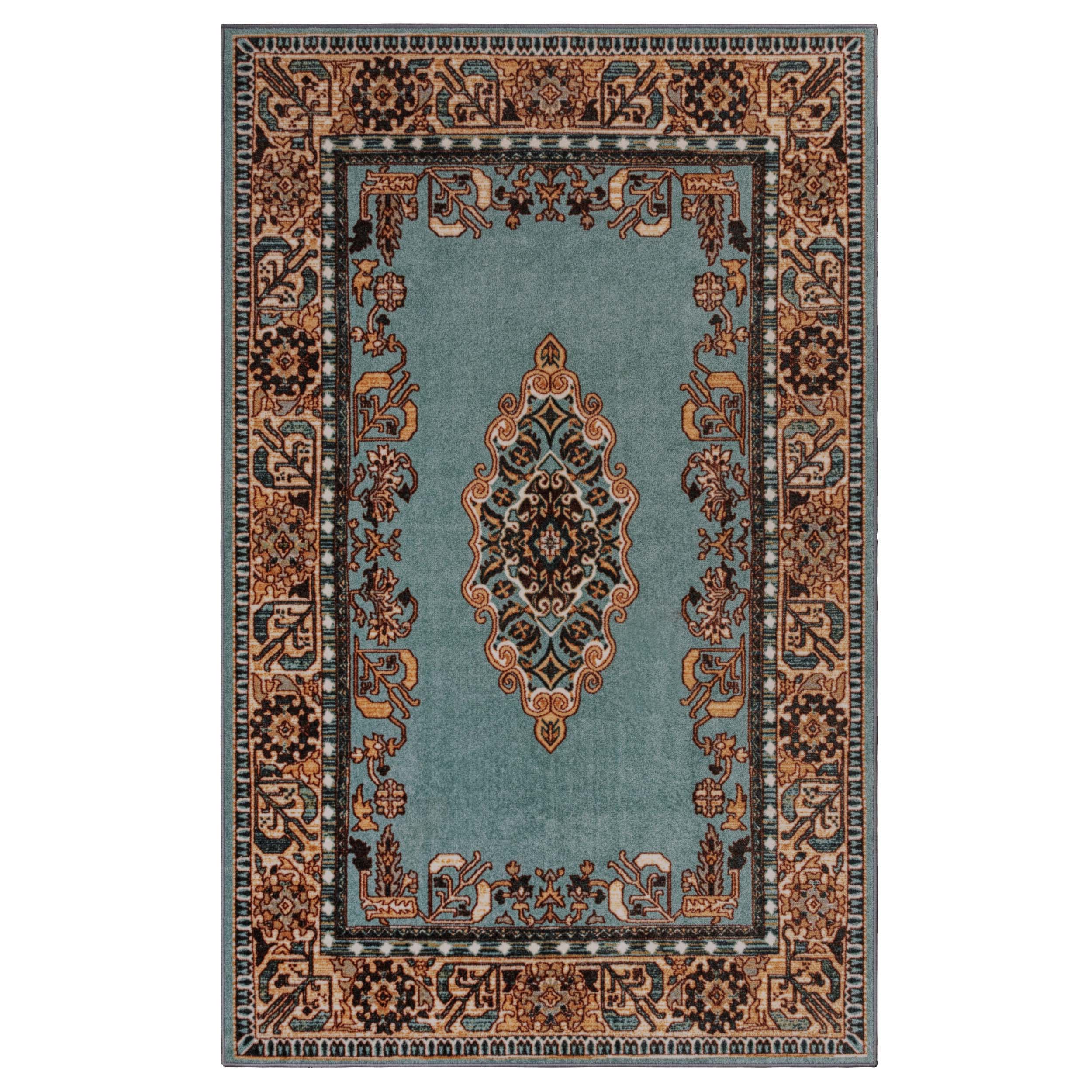 Aviva Non-Slip Floral Medallion Washable Area Rug - Non-Skid Indoor Runner for Living Room, Bedroom & Entryway