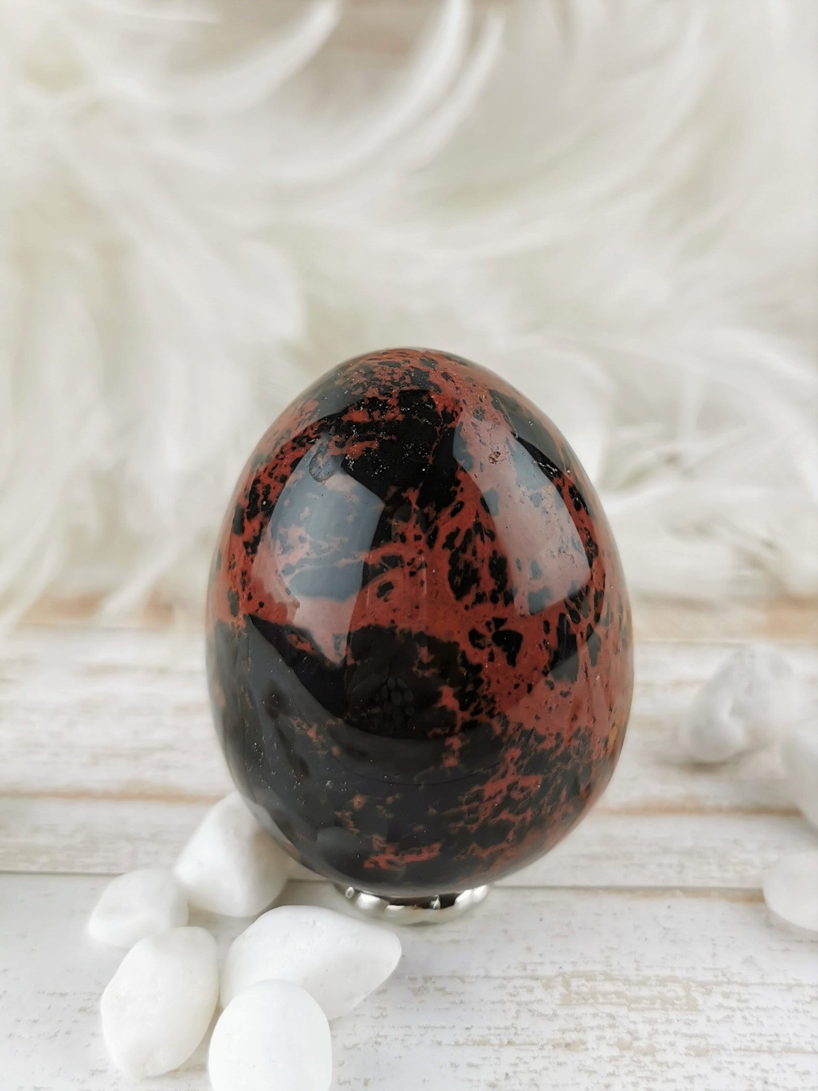 5cm Mahogany Obsidian Eggs - Natural Healing Crystal for Meditation, Reiki & Energy Balancing - Perfect for Home Decor, Yoga & Spiritual Practices