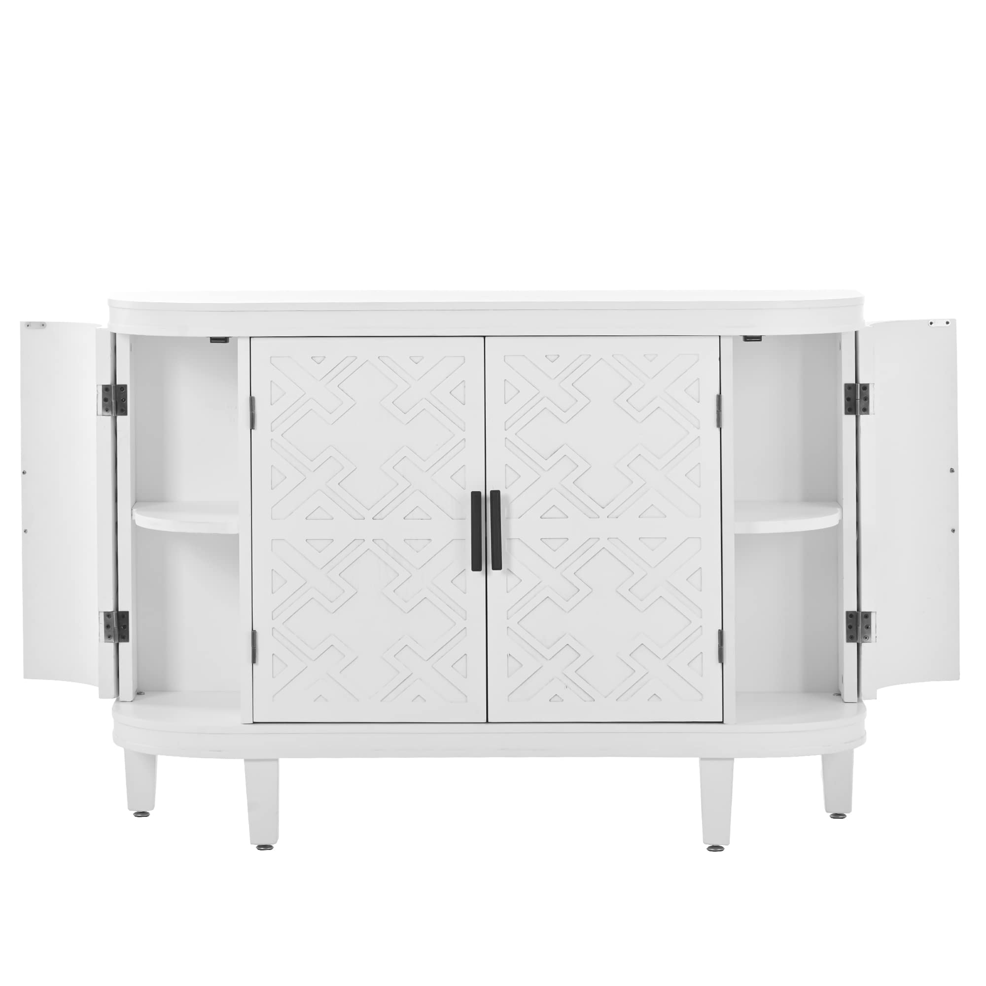 Modern White Wooden Accent Storage Cabinet with Transparent Door - Console Table, Sofa Table, Buffet Sideboard for Entryway, Living Room & Bedroom - Stylish Home Decor & Organization Solution