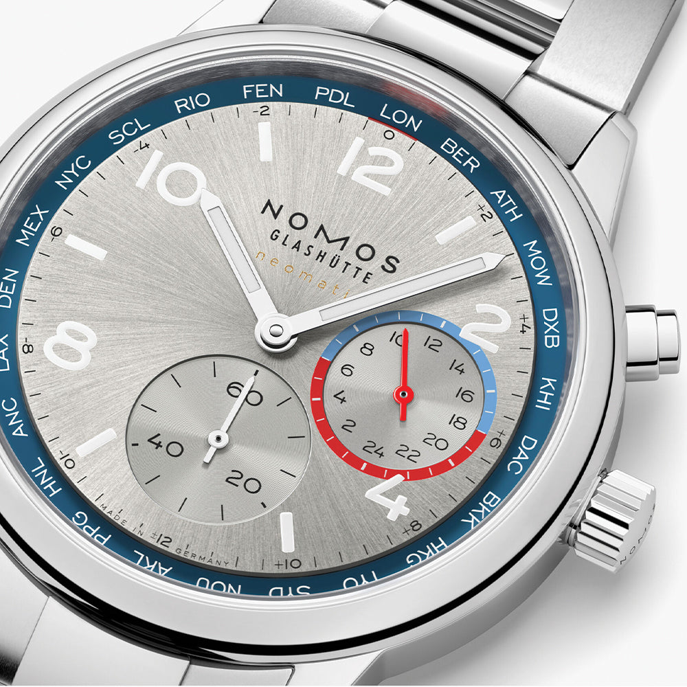 Club Sport Neomatik Worldtimer 40mm Silver Watch on Stainless Steel Bracelet - Perfect for Travel, Business & Luxury Sports Events