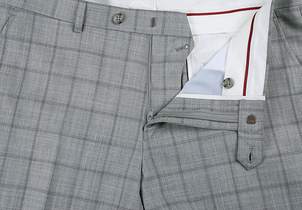 100% Wool Slim Fit Windowpane Dress Suit 2 Piece in Gray | Premium Business & Formal Attire for Men | Perfect for Weddings, Interviews & Office Wear