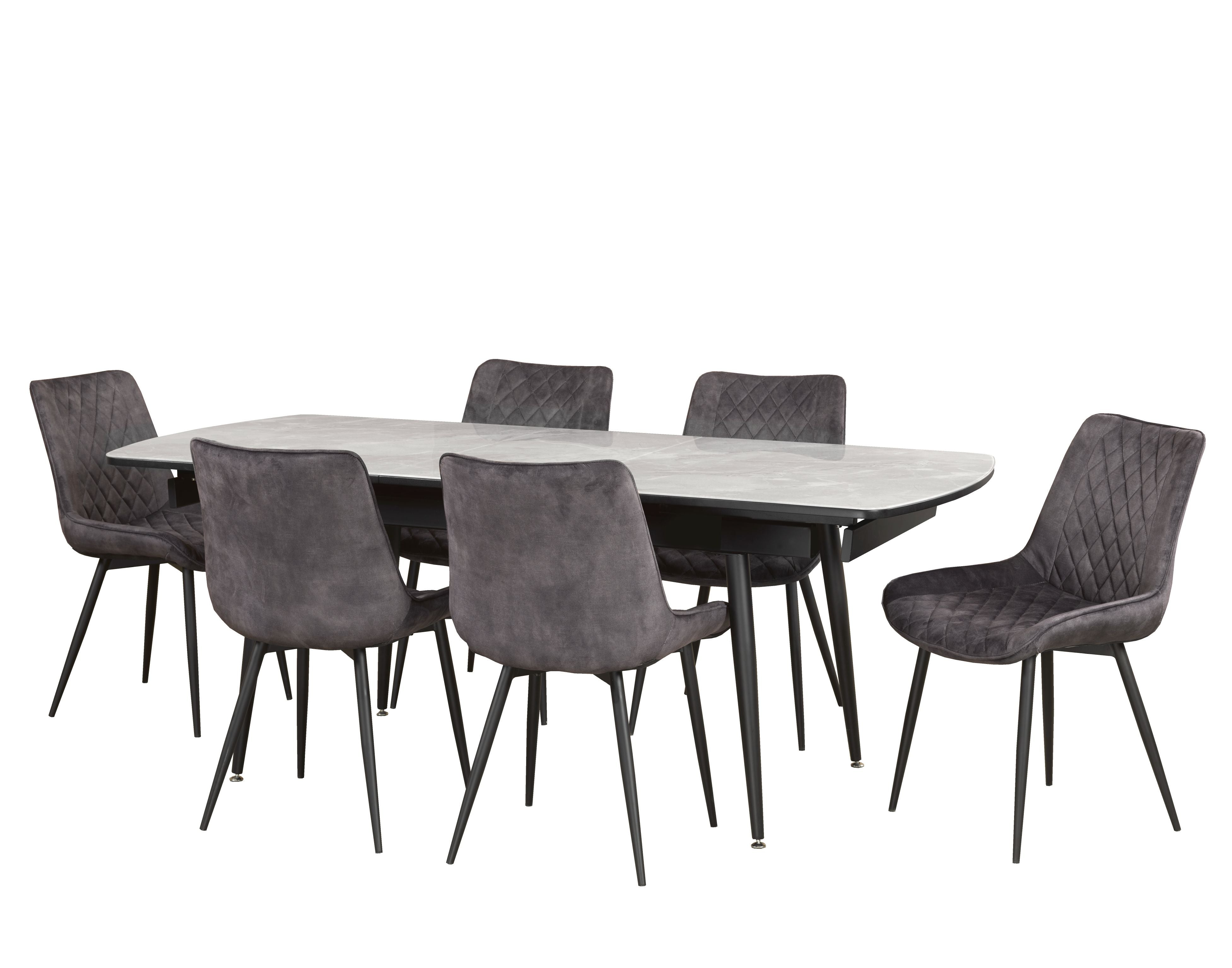 Fabian 7-Piece Dining Set - Modern Grey Kitchen Table & Chairs for Small Spaces | Perfect for Apartments, Breakfast Nooks & Cozy Family Meals