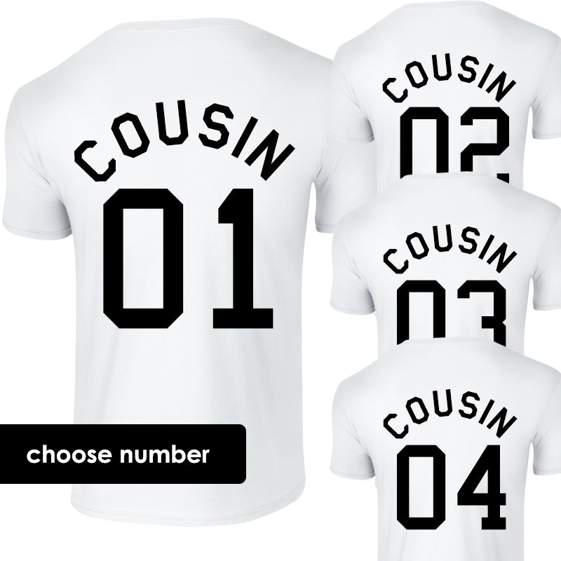 Trendy Cousin Back Number College Kid T-Shirts for Men - Comfortable White Cotton Tee - Perfect for Casual Wear, Campus Style & Everyday Outfits