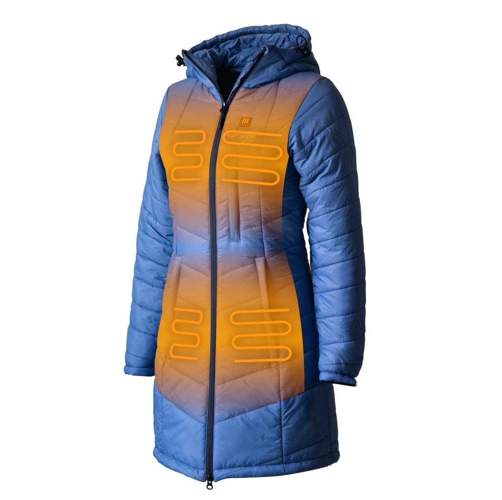 Victoria Women’s Long Puffer Heated Jacket with Battery & Charger - 9 Hours Heating, 5 Adjustable Heat Zones, Machine Washable for All-Day Warmth | Perfect for Winter Outdoor Activities, Skiing, Hiking & Cold Weather Commutes